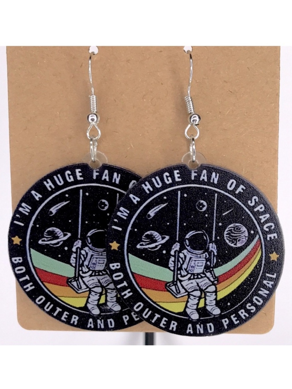 “I’m a huge fan of space, both outer and personal” Acrylic Space Dangle Earrings